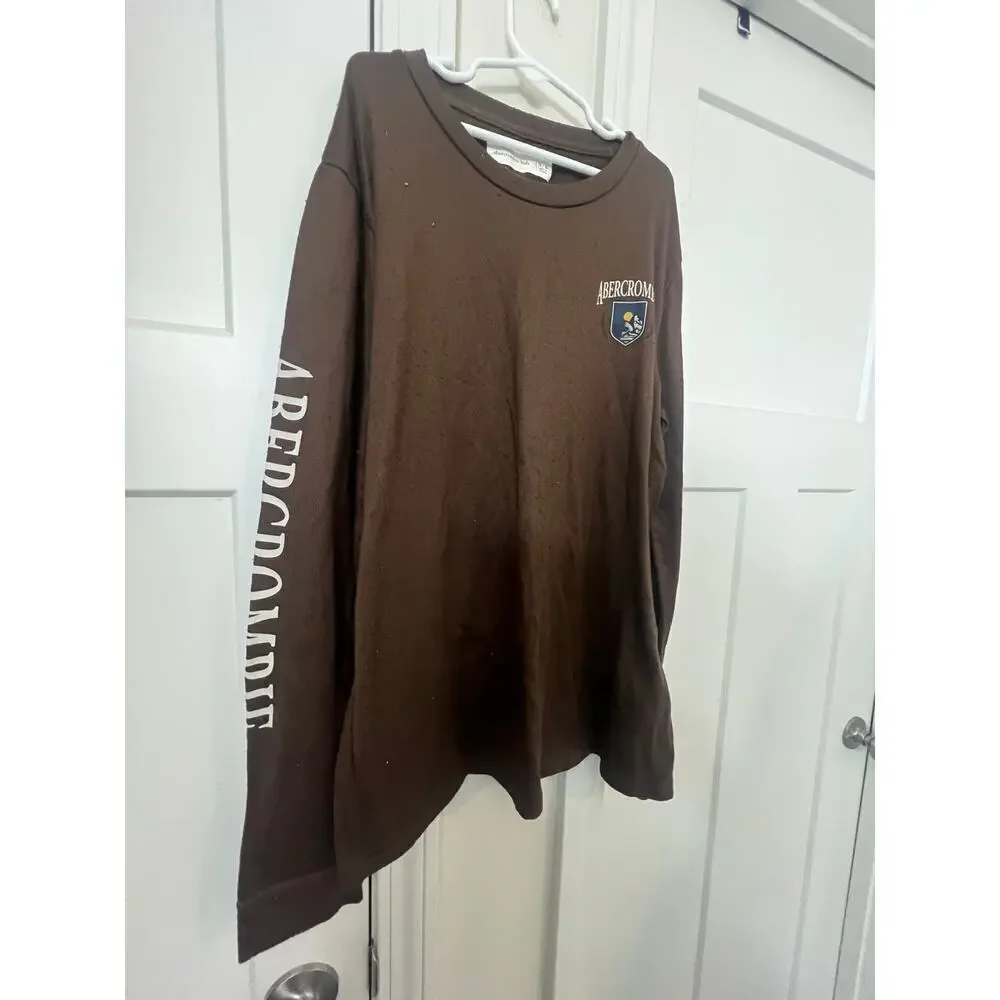 ABERCROMBIE KIDS BROWN WARM PULLOVER LOGO SLEEVE KIDS SIZE 15 - 16 - Picture 1 of 5
